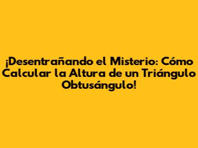 ¡Desentrañando el Misterio: Cómo Calcular la Altura de un Triángulo Obtusángulo!