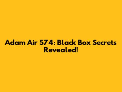 Adam Air 574: Black Box Secrets Revealed!