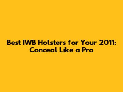 Best IWB Holsters for Your 2011: Conceal Like a Pro