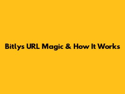 Bitly's URL Magic & How It Works