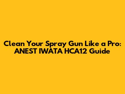 Clean Your Spray Gun Like a Pro: ANEST IWATA HCA12 Guide