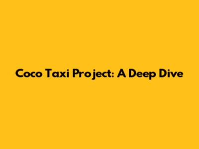 Coco Taxi Project: A Deep Dive