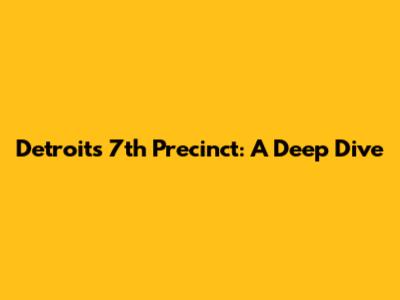 Detroit's 7th Precinct: A Deep Dive