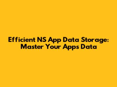 Efficient NS App Data Storage: Master Your App's Data