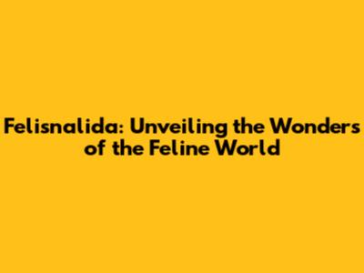 Felisnalida: Unveiling the Wonders of the Feline World