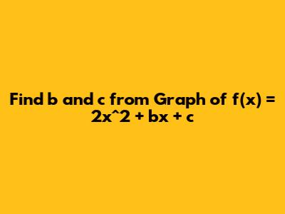 Find b and c from Graph of f(x) = 2x^2 + bx + c