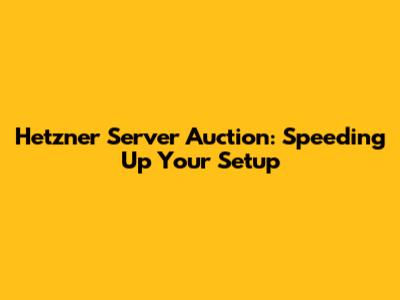 Hetzner Server Auction: Speeding Up Your Setup