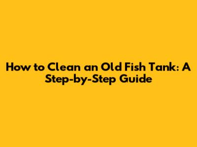 How to Clean an Old Fish Tank: A Step-by-Step Guide