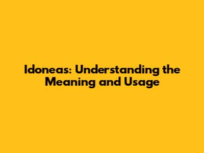 Idoneas: Understanding the Meaning and Usage