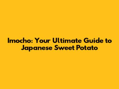 Imocho: Your Ultimate Guide to Japanese Sweet Potato