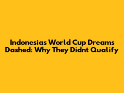 Indonesia's World Cup Dreams Dashed: Why They Didn't Qualify