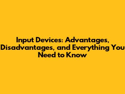 Input Devices: Advantages, Disadvantages, and Everything You Need to Know