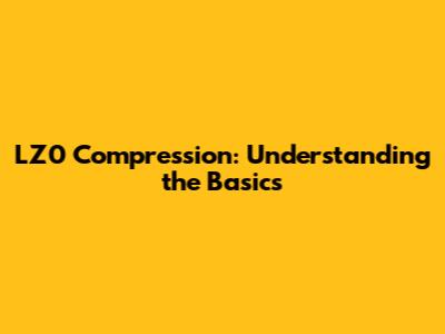 LZ0 Compression: Understanding the Basics