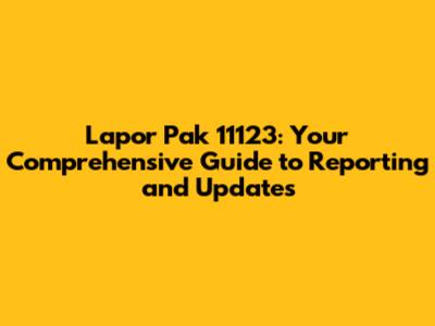 Lapor Pak 11123: Your Comprehensive Guide to Reporting and Updates