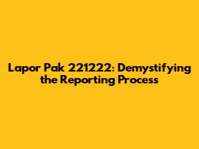 Lapor Pak 221222: Demystifying the Reporting Process