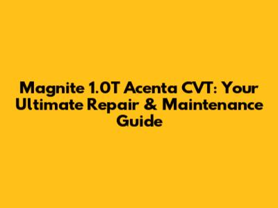 Magnite 1.0T Acenta CVT: Your Ultimate Repair & Maintenance Guide