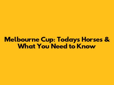 Melbourne Cup: Today's Horses & What You Need to Know
