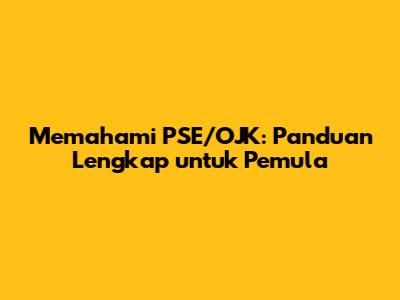 Memahami PSE/OJK: Panduan Lengkap untuk Pemula