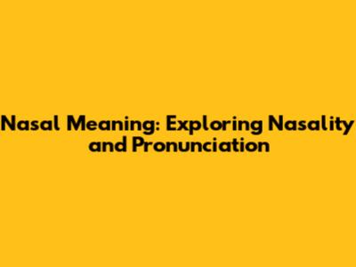 Nasal Meaning: Exploring Nasality and Pronunciation