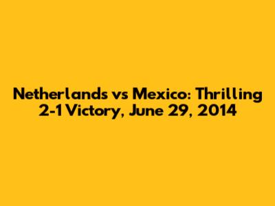 Netherlands vs Mexico: Thrilling 2-1 Victory, June 29, 2014