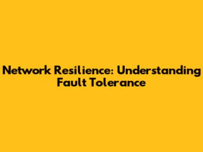 Network Resilience: Understanding Fault Tolerance