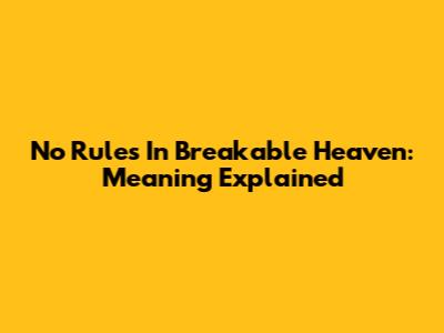 No Rules In Breakable Heaven: Meaning Explained