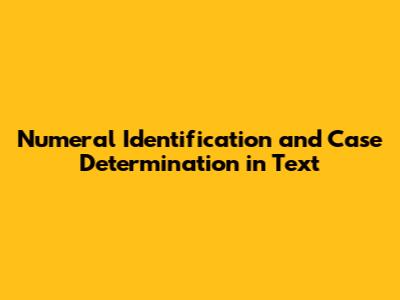 Numeral Identification and Case Determination in Text