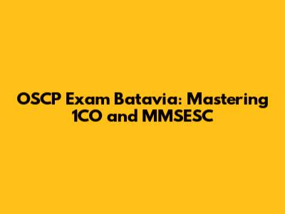 OSCP Exam Batavia: Mastering 1CO and MMSESC
