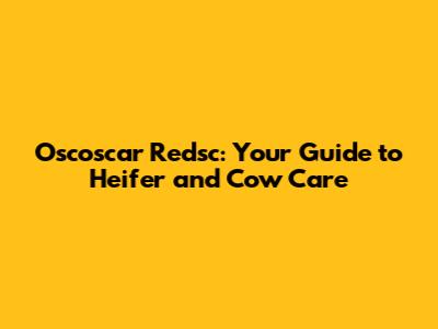 Oscoscar Redsc: Your Guide to Heifer and Cow Care