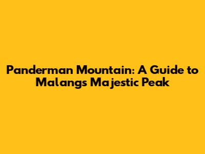 Panderman Mountain: A Guide to Malang's Majestic Peak