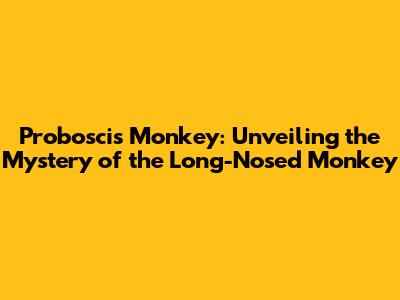 Proboscis Monkey: Unveiling the Mystery of the Long-Nosed Monkey