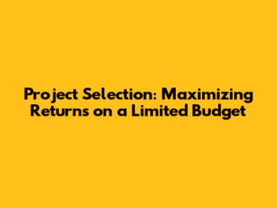 Project Selection: Maximizing Returns on a Limited Budget