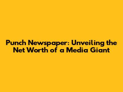 Punch Newspaper: Unveiling the Net Worth of a Media Giant