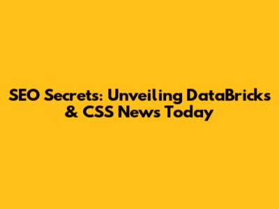 SEO Secrets: Unveiling DataBricks & CSS News Today