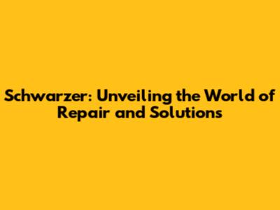 Schwarzer: Unveiling the World of Repair and Solutions