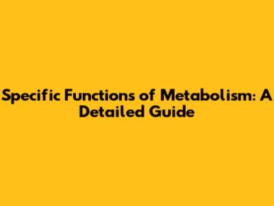 Specific Functions of Metabolism: A Detailed Guide