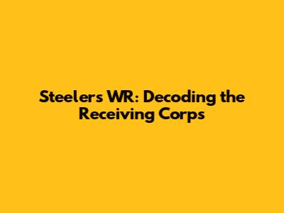 Steelers WR: Decoding the Receiving Corps