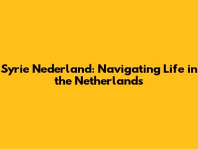 Syrie Nederland: Navigating Life in the Netherlands