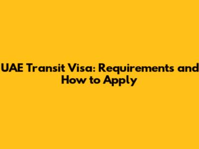 UAE Transit Visa: Requirements and How to Apply
