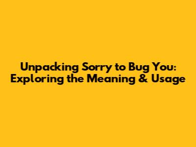 Unpacking 'Sorry to Bug You': Exploring the Meaning & Usage