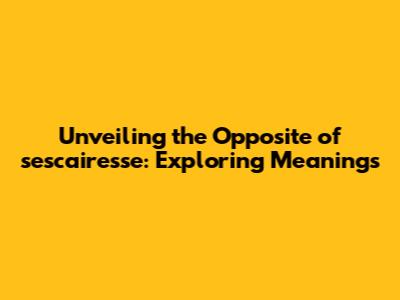 Unveiling the Opposite of 'sescairesse': Exploring Meanings