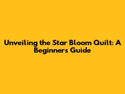 Unveiling the Star Bloom Quilt: A Beginner's Guide