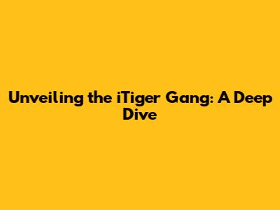 Unveiling the iTiger Gang: A Deep Dive