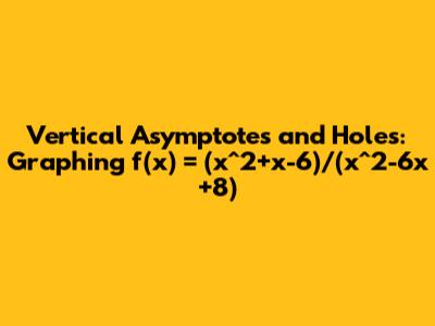 Vertical Asymptotes and Holes: Graphing f(x) = (x^2+x-6)/(x^2-6x+8)